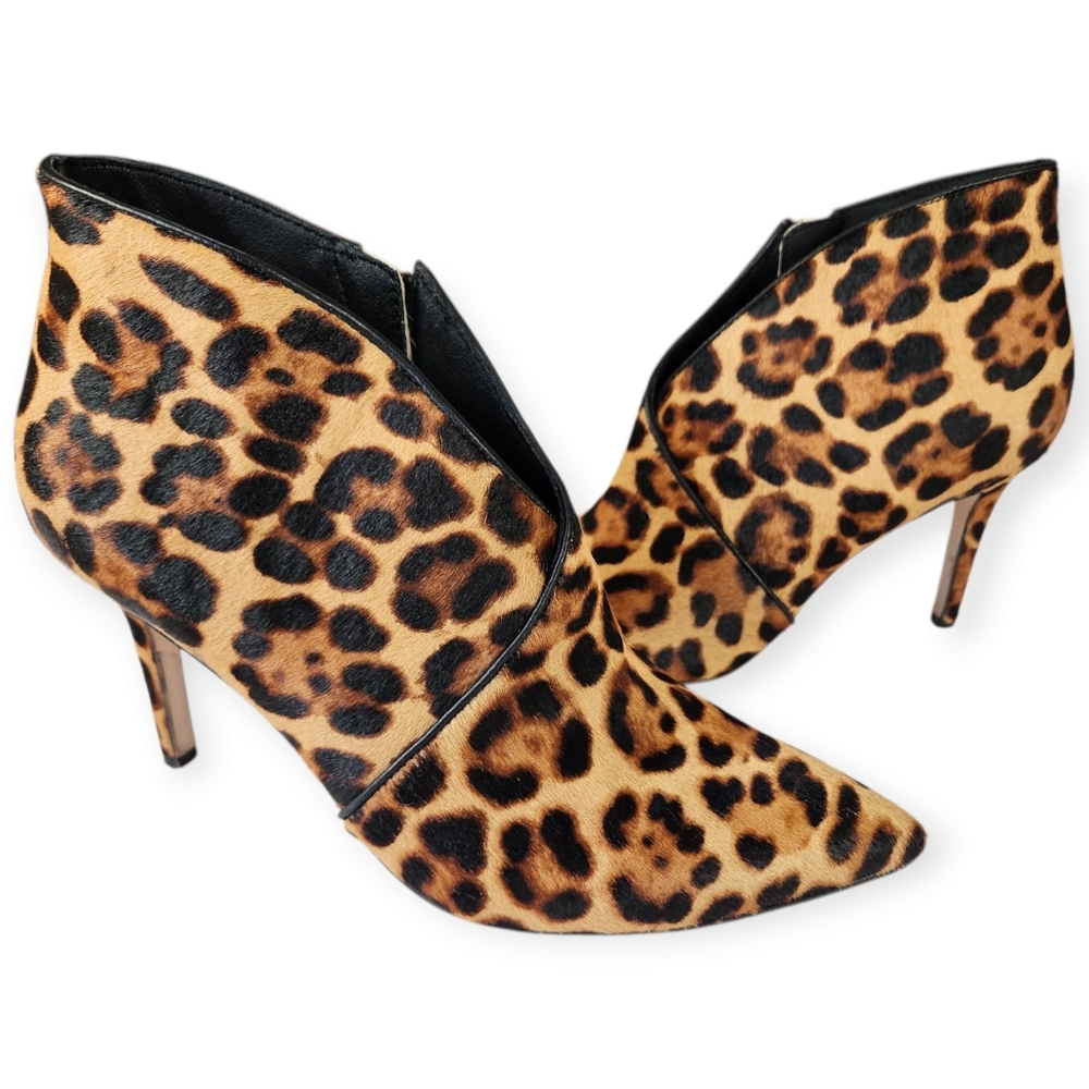 Jessica Simpson Layra 2 Leopard Print Pointed Toe Bootie Sz 8.5M